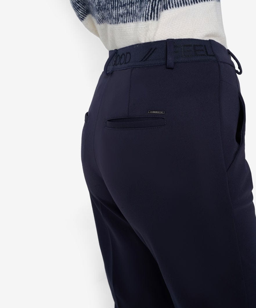 Donkerblauwe chino broek van een fijne jersey, model maron - Afbeelding 5