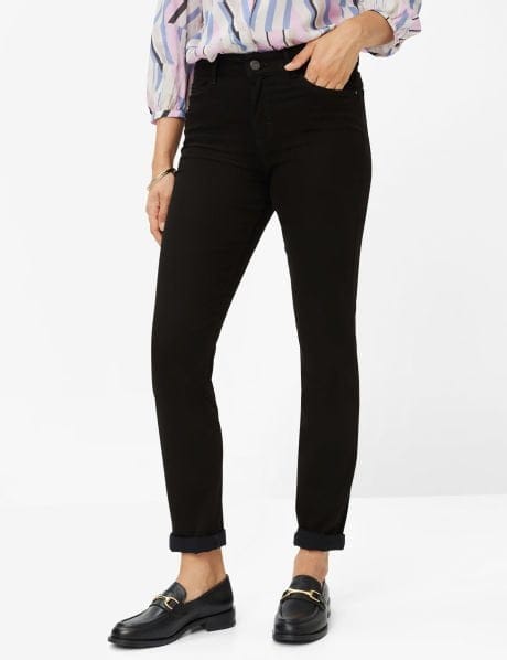 Zwarte five pocket broek van katoensatijn, model shakira