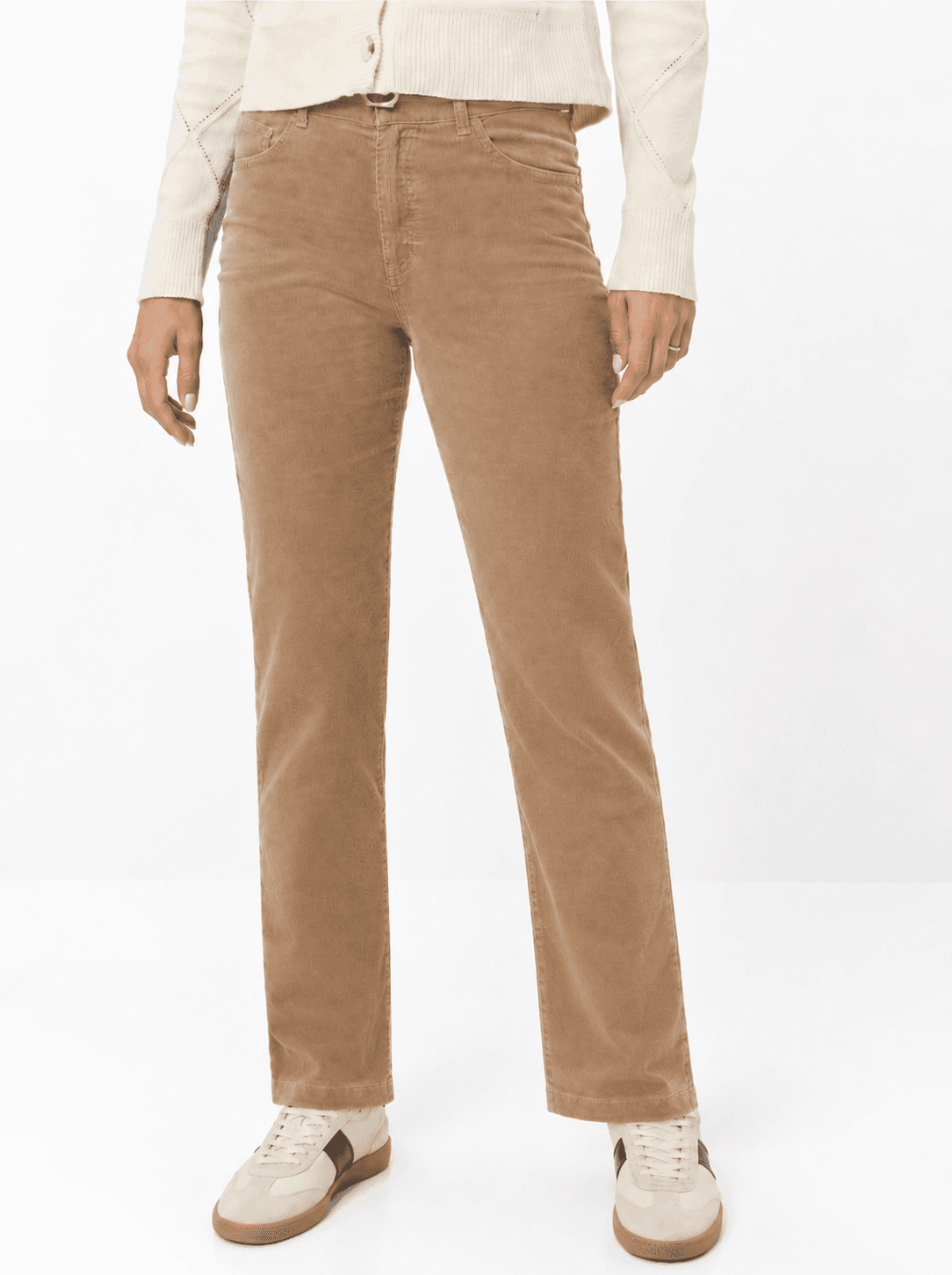 Corduroy : five-pocketbroek in cigarette fit in camelkleur