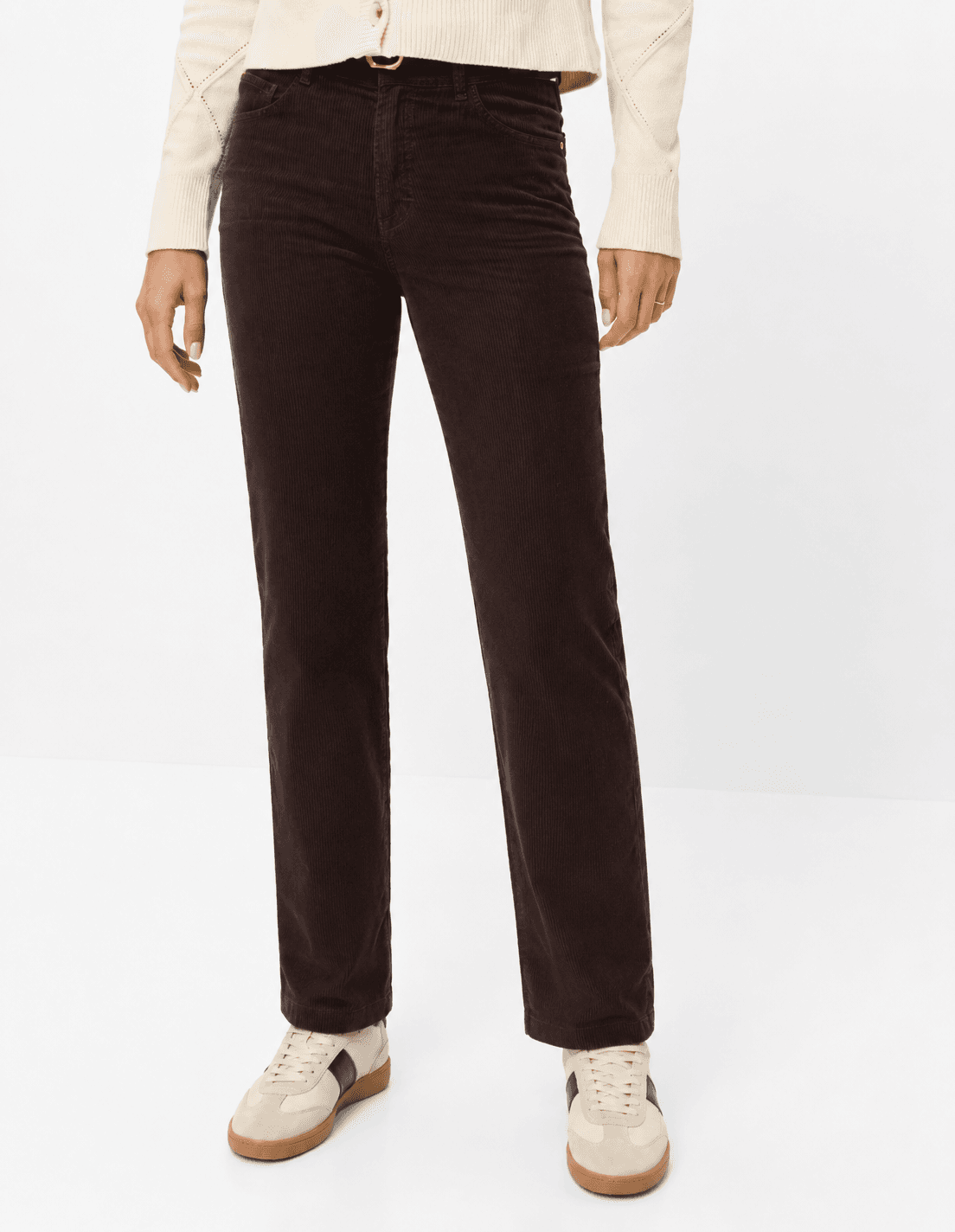 Corduroy : bruine five-pocketbroek in cigarette fit
