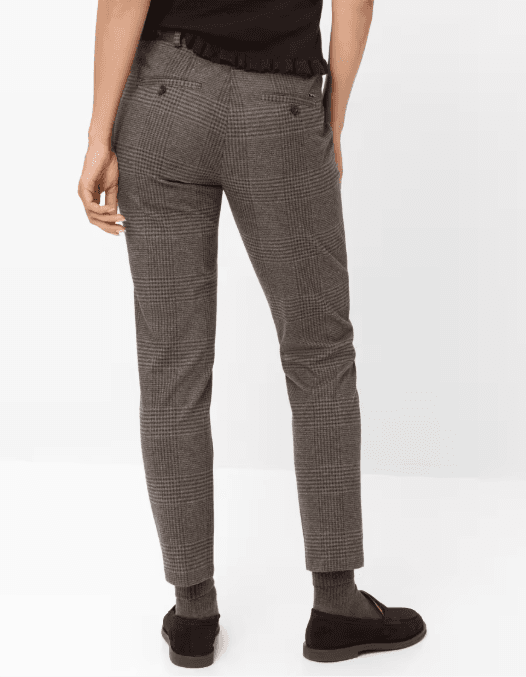 Dames chino broek met subtiele ruit – model maron - Afbeelding 2